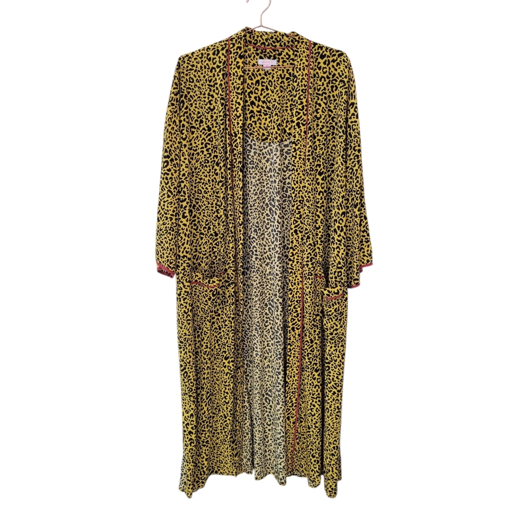 Refinery29 Yellow Leopard Print Robe Size 1X/2X
